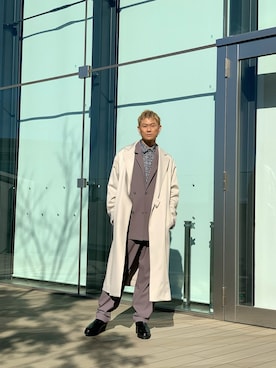 「Lui's（ルイス）のアイテム（トレンチコート）」を使った、kazuhiramatsuさん（メンズ・168cm）の冬コーディネート