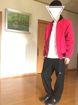 「ワイドテーパードパンツ」｜「アイテム（MA-1）」を使った、はるかさん（メンズ・173cm）の春コーディネート