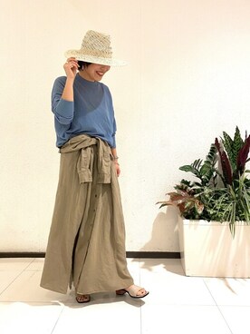 「クルーネックニット」｜きむさん（レディース・161cm）の春コーディネート