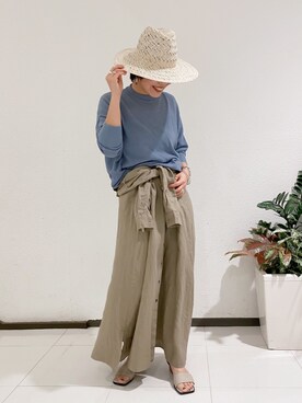 「Rouge vif（ルージュヴィフ）のアイテム（帽子）」を使った、きむさん（レディース・161cm）の夏コーディネート
