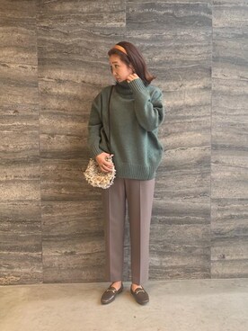 「BEAUTY&YOUTH UNITED ARROWS（ビューティーアンドユースユナイテッドアローズ）のBY ダブルクロススリムテーパードパンツ -ウォッシャブル- ◆（その他パンツ）」を使った、CHIKAさん（レディース・162cm）の秋コーディネート