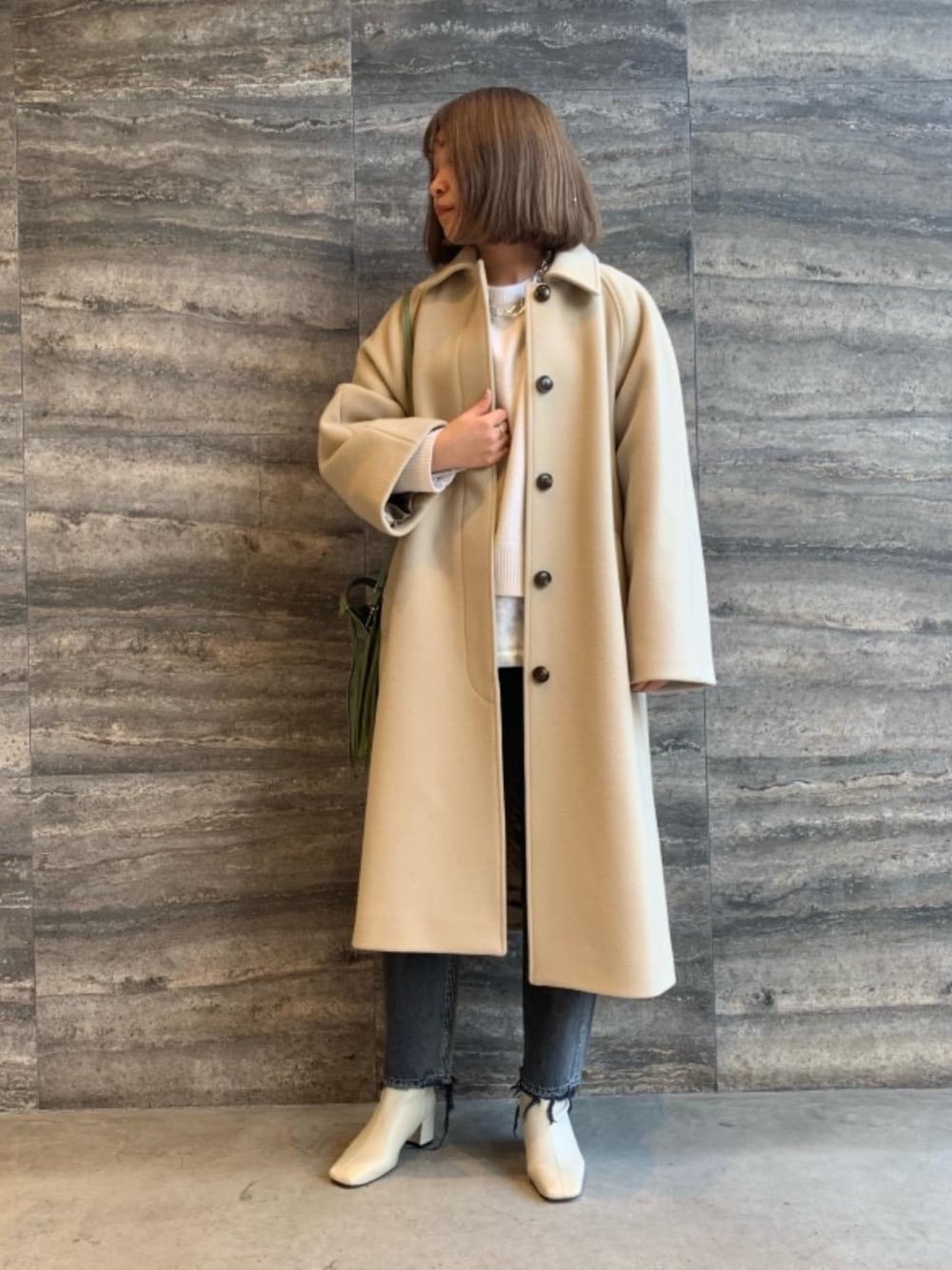 BY モッサワイドスリーブステンカラーコート 大人気】BYモッサワイド