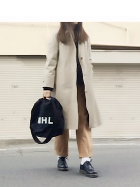 「マーガレット・ハウエル(MARGARET HOWELL)」｜「アイテム（ステンカラーコート）」を使った、ピンクマニアさん（レディース・163cm）の春コーディネート