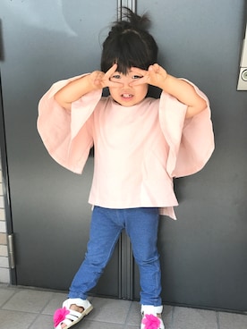 「デニムレギンス」｜「アイテム（レッグウェア）」を使った、のの＊Kさん（キッズ・90cm）の夏コーディネート