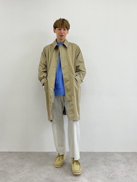 「Tシャツ/カットソー」｜「アイテム（ステンカラーコート）」を使った、nakamura_aさん（メンズ・172cm）の冬コーディネート