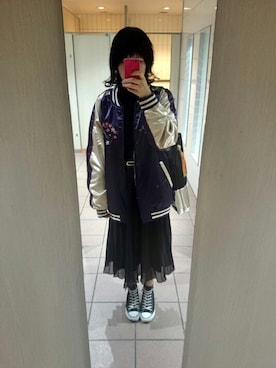 「フープイヤリング」｜「アイテム（ジャケット/アウター）」を使った、のいちゃんさん（レディース・167cm）の冬コーディネート
