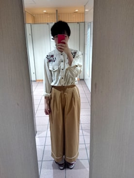 「ノーカラーシャツ」｜「アイテム（バレエシューズ）」を使った、のいちゃんさん（レディース・167cm）の春コーディネート