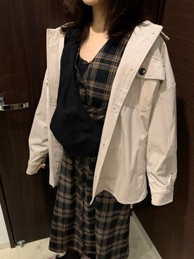 「Re:EDIT（リエディ）のアイテム（シャツワンピース、その他）」を使った、m_yさん（レディース・158cm）の秋コーディネート