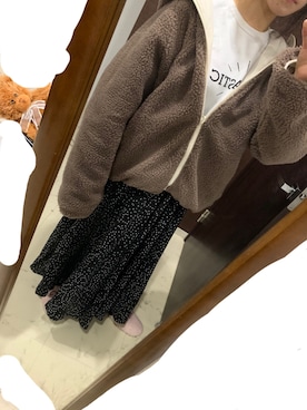 「KOBE LETTUCE（コウベレタス）のアイテム（ダウンジャケット/コート、ホワイト系）」を使った、m_yさん（レディース・158cm）の冬コーディネート