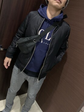 「POLO RALPH LAUREN（ポロ ラルフ ローレン）のアイテム（パーカー、ブルー系）」を使った、m_yさん（レディース・158cm）の冬コーディネート