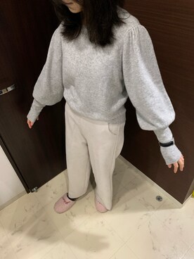 「ZARA（ザラ）のアイテム（ニット/セーター、グレー系）」を使った、m_yさん（レディース・158cm）の冬コーディネート