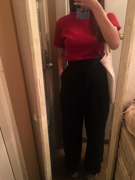 「A land（エーランド）のアイテム（パンツ）」を使った、ちぎりさん（レディース・156cm）の秋コーディネート