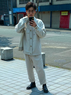 「niko and...（ニコアンド）のアイテム（ジャケット/アウター、ホワイト系）」を使った、rinyaさん（メンズ・178cm）の春コーディネート