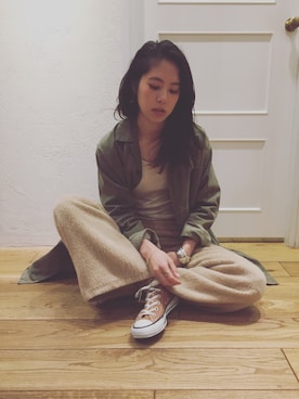 「Hanes」｜「アイテム（その他アウター）」を使った、Gokan Natsukoさん（レディース・162cm）の冬コーディネート