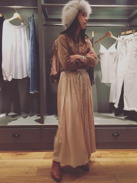 「OLD GRINGO（オールドグリンゴ）のアイテム」を使った、Gokan Natsukoさん（レディース・162cm）の冬コーディネート