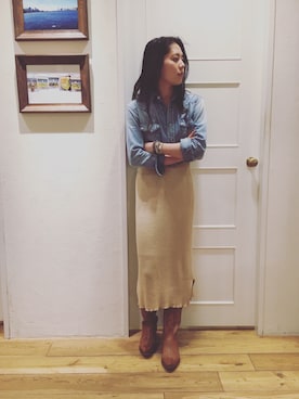 「NOWOS（ノーウォス）のアイテム」を使った、Gokan Natsukoさん（レディース・162cm）の春コーディネート