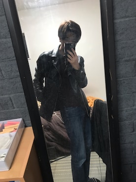 「Avail（アベイル）のアイテム（ライダースジャケット）」を使った、wren0028さん（メンズ・168cm）の冬コーディネート