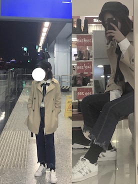 「ONLY（オンリー）のアイテム（トレンチコート）」を使った、甜束さん（レディース・158cm）の春コーディネート
