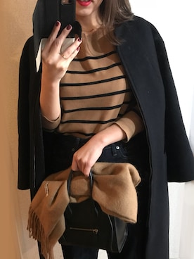 「オーバーサイズコート」｜「アイテム（ハンドバッグ）」を使った、emaさん（レディース・156cm）の秋コーディネート
