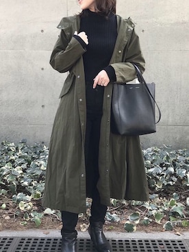 「ALLUMER（アリュメール）のアイテム（モッズコート）」を使った、emaさん（レディース・156cm）の冬コーディネート