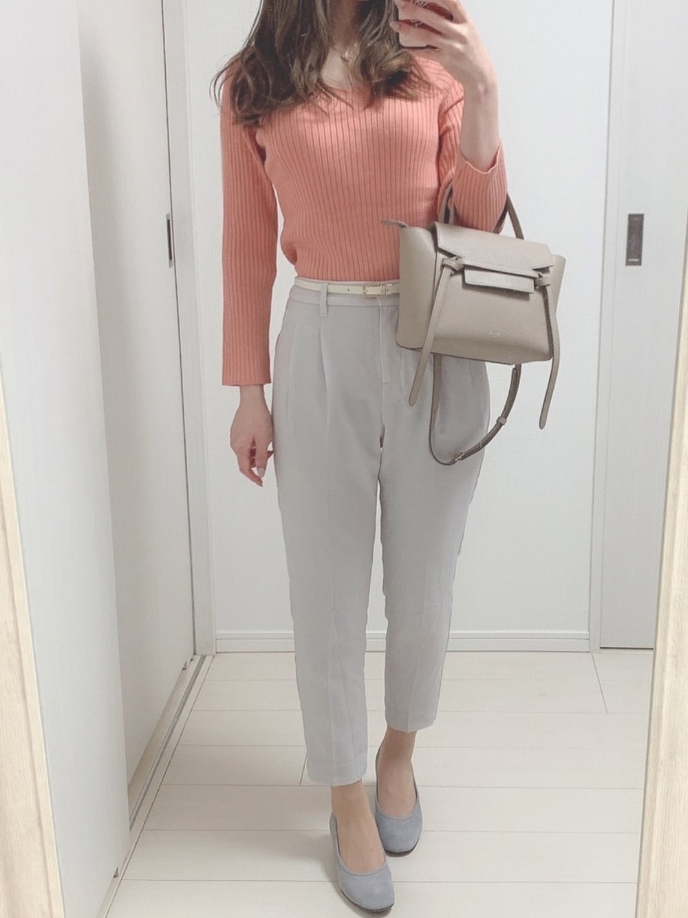 試着のみ 2019SS ミラオーウェン オーガニックロングスリーブリブニット ピンク サイズ1 with4月号掲載 Mila Owen（ミラオーウェン）の「オーガニックロングスリーブ