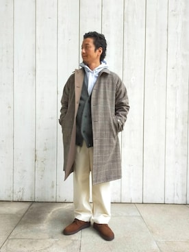 「RECOMMEND  ITEM STYLING」｜「アイテム（ステンカラーコート）」を使った、中村 昇吾さん（メンズ・167cm）の秋コーディネート