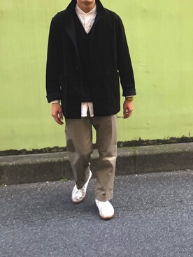 「ノーカラーシャツ」｜「アイテム（ブルゾン）」を使った、tmjfさん（メンズ・177cm）の春コーディネート