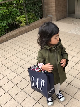 「BRANSHES（ブランシェス）のアイテム（モッズコート）」を使った、Raikaさん（レディース・164cm）の春コーディネート
