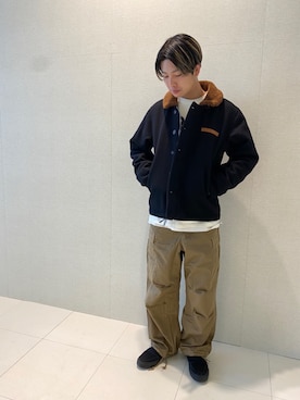 「アイテム（ミリタリージャケット）」を使った、 オオノさん（メンズ・178cm）の冬コーディネート