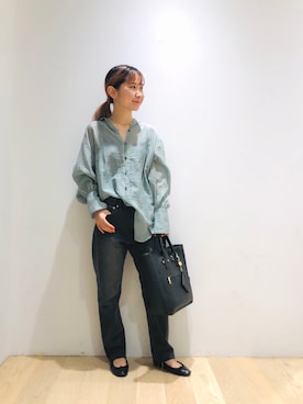 「URBAN RESEARCH（アーバンリサーチ）のボリューム袖チュニックシャツ（シャツ/ブラウス）」を使った、西野きよさん（レディース・152cm）の秋コーディネート