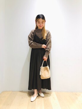 「URBAN RESEARCH（アーバンリサーチ）のヴィンテージサテンBACKリボンキャミソールワンピース（ワンピース）」を使った、西野きよさん（レディース・152cm）の秋コーディネート