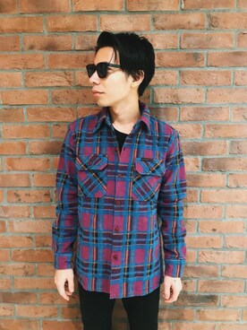 「HYSTERIC GLAMOUR（ヒステリックグラマー）のREVOLUTION SOUNDS刺繍 CPOシャツ（シャツ/ブラウス）」を使った、Masatoさん（メンズ・163cm）の秋コーディネート