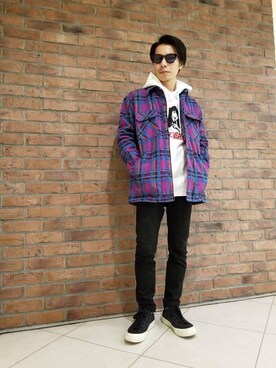 「HYSTERIC GLAMOUR（ヒステリックグラマー）のREVOLUTION SOUNDS刺繍 CPOシャツ（シャツ/ブラウス）」を使った、Masatoさん（メンズ・163cm）の秋コーディネート