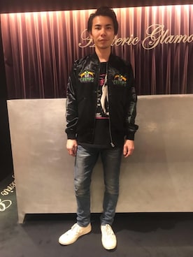 「コラボレーション」｜「アイテム（スカジャン）」を使った、Masatoさん（メンズ・163cm）の冬コーディネート