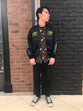 「コラボレーション」｜「アイテム（スカジャン）」を使った、Masatoさん（メンズ・163cm）の春コーディネート