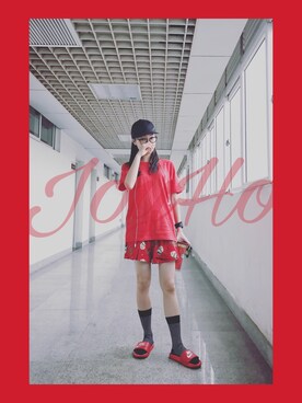 「日常」｜「アイテム（キャップ）」を使った、joyhzcさん（レディース・160cm）の春コーディネート