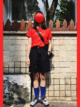 「アイテム（タイツ/ストッキング、ブルー系）」を使った、joyhzcさん（レディース・160cm）の夏コーディネート