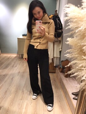 「JOSEPH ABBOUD（ジョセフアブード）のアイテム」を使った、Angela Fangさん（レディース・158cm）の秋コーディネート
