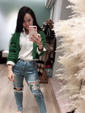「アイテム（ブルゾン）」を使った、Angela Fangさん（レディース・158cm・30代）の秋コーディネート