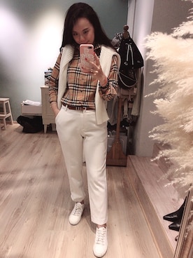 「JOSEPH ABBOUD（ジョセフアブード）のアイテム」を使った、Angela Fangさん（レディース・158cm）の秋コーディネート