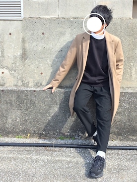 「SENSE OF PLACE by URBAN RESEARCH（センスオブプレイスバイアーバンリサーチ）のアイテム（チェスターコート）」を使った、K aiさん（メンズ・166cm）の冬コーディネート