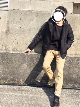 「UNION STATION（ユニオンステーション）のフード付きスリムダウンジャケット（ダウンジャケット/コート）」を使った、K aiさん（メンズ・166cm）の冬コーディネート