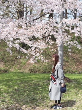 「ロングヘア」｜「アイテム（トレンチコート）」を使った、ちゃんゆあさん（レディース・165cm）の春コーディネート