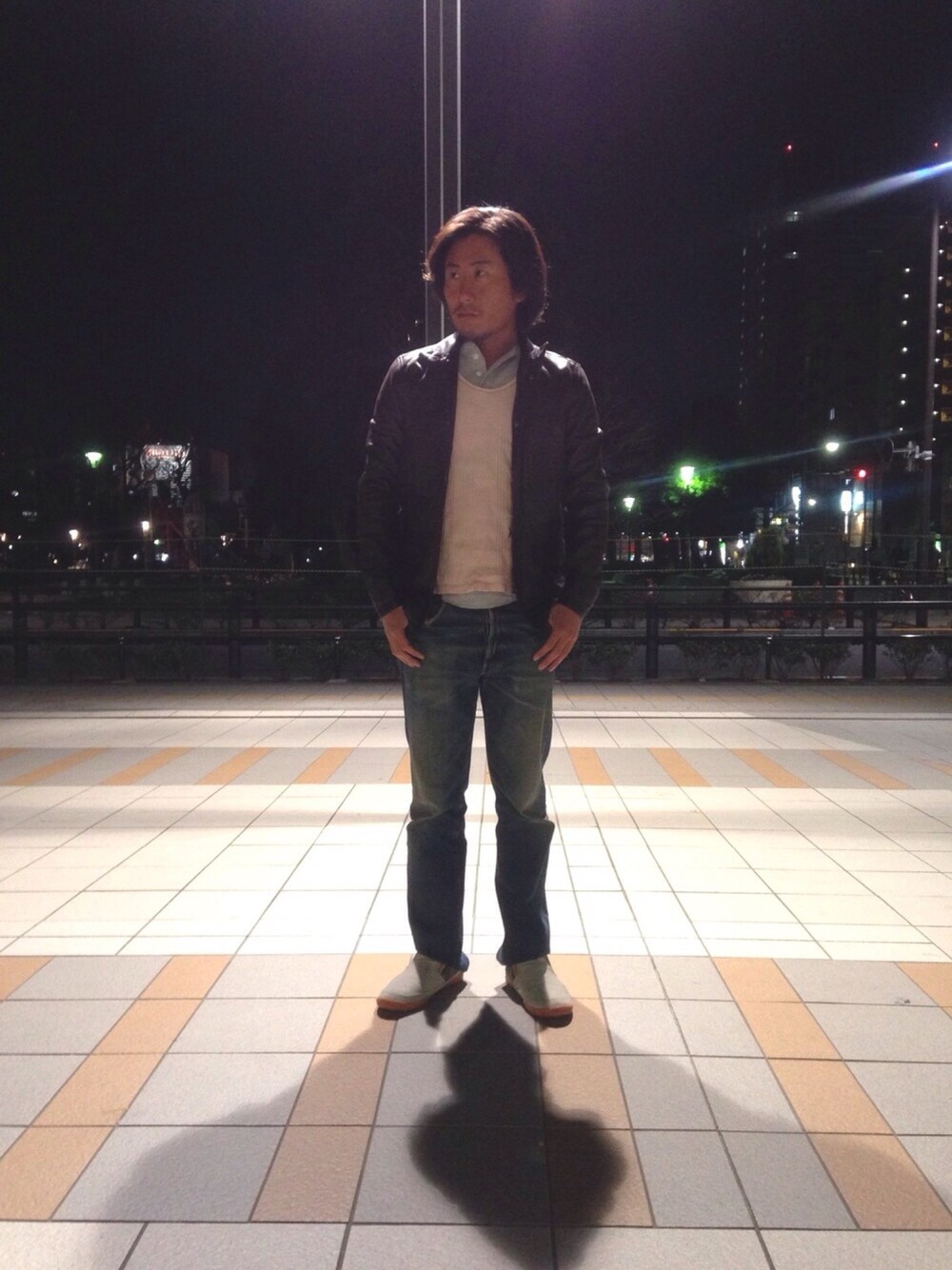 「ドラフトリーバイス、ジャケット、大人カジュアル、ジーンズ」｜「Levi'sの501-レギュラーストレート/ミッドカラー/12.5 oz/MADE IN JAPAN（デニムパンツ、ブルー系）」を使った、megumiさん（メンズ・172cm）の冬コーディネートの1枚目の写真