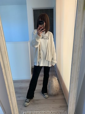 「リブスリットストレートパンツ」｜kanakoさん（レディース・150cm）の秋コーディネート