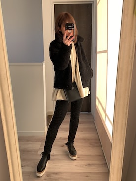 「ぺプラムトップス」｜「アイテム（スウェット）」を使った、kanakoさん（レディース・150cm）の冬コーディネート
