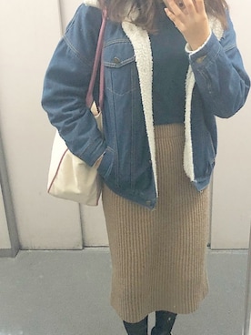 「Luz Llena（ラズレナ）のアイテム（ジャケット/アウター）」を使った、Miyu さん（レディース・158cm）の冬コーディネート