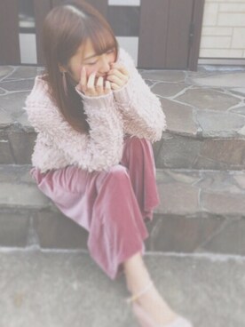 「KOUBEのアイテム（ニット/セーター、ピンク系）」を使った、愛 沙 ٭*さん（レディース・152cm）の夏コーディネート