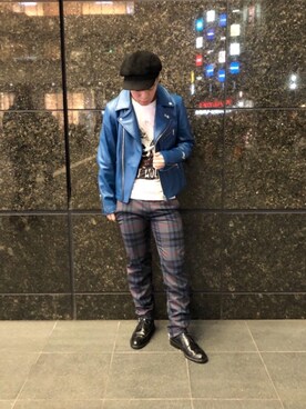 「hystericglamour」｜「アイテム（ライダースジャケット）」を使った、カンジさん（メンズ・167cm）の冬コーディネート