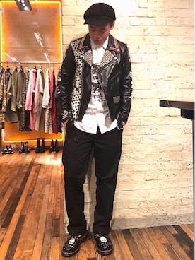 THE CRAMPS/STUDS&PATCHリメイクラムレザーライダースジャケットを使っ